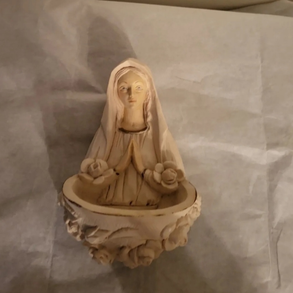Vintage Holy Water Font Dipinto A Mano Made in Italy Holy Mary Bless - Picture 1 of 9